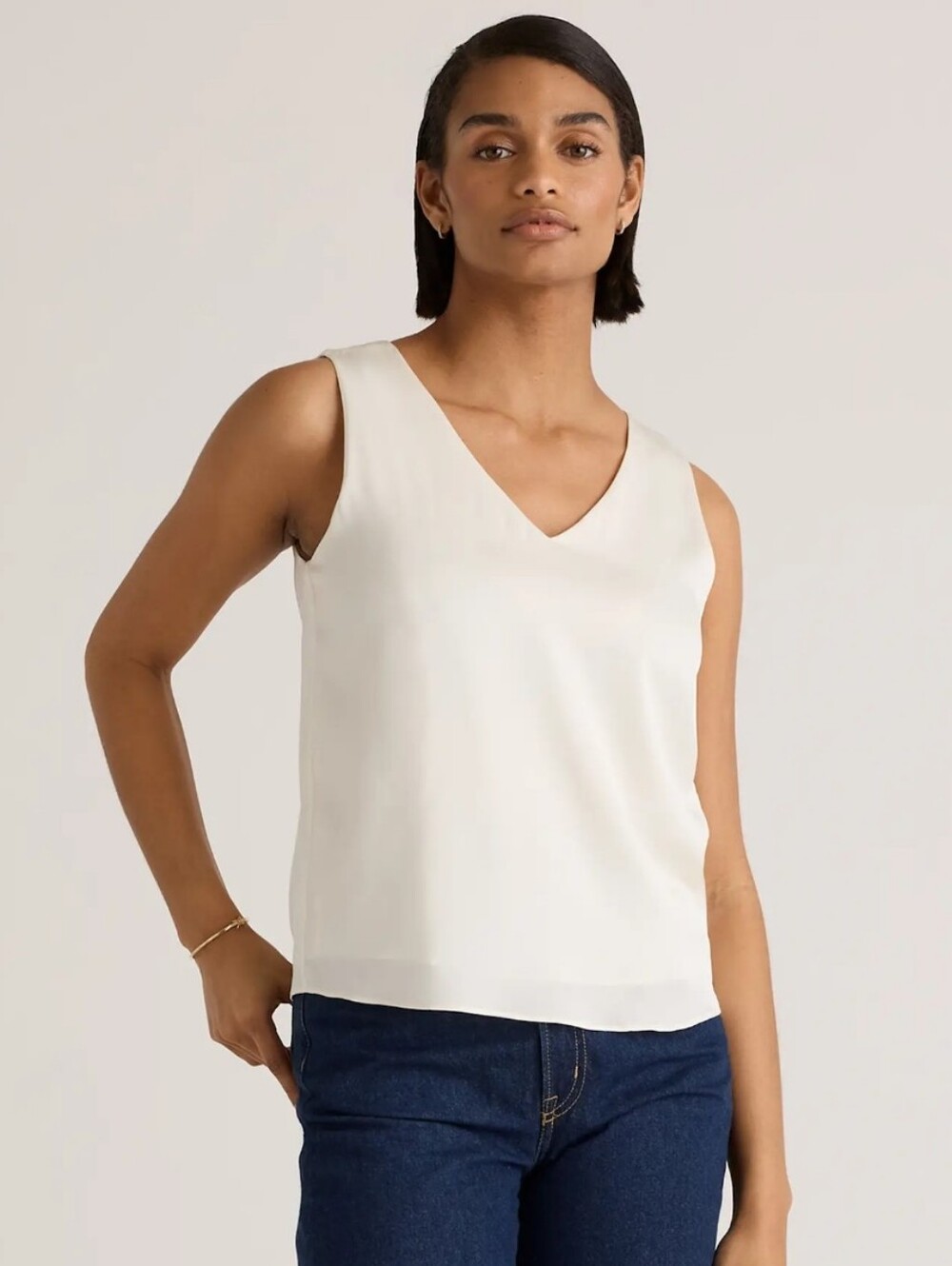 Quince Washable Stretch Silk Double Lined Flowy Tank Top